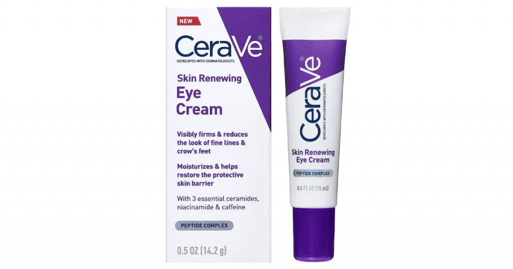 קרם העיניים האנטי אייג'ינג של CeraVe - עם קפאין, פפטידים וחומצה היאלורונית, מכיל סרמידים לעור עדין ומתאים לשימוש עם מגע לעיניים.