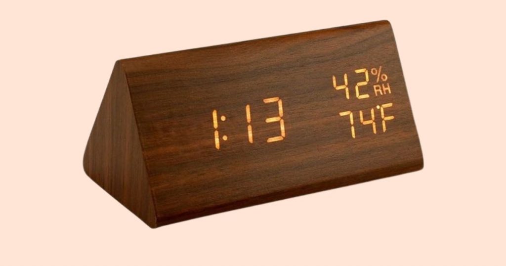 שעון מעורר מעץ של Oct17, שעון עץ LED דיגיטלי לשולחן